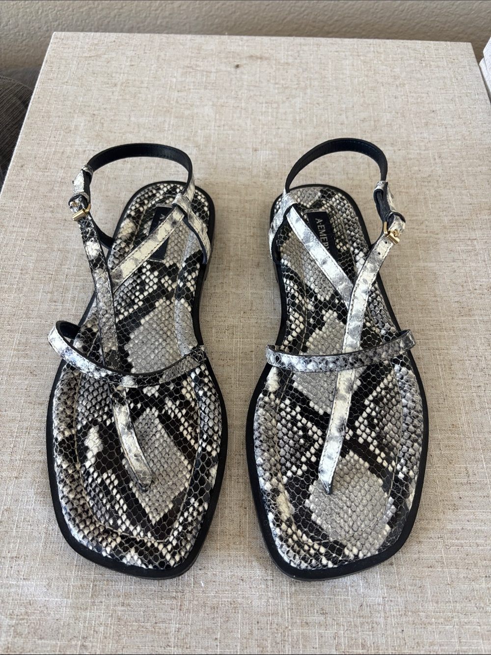 A Emery snake embossed sandals